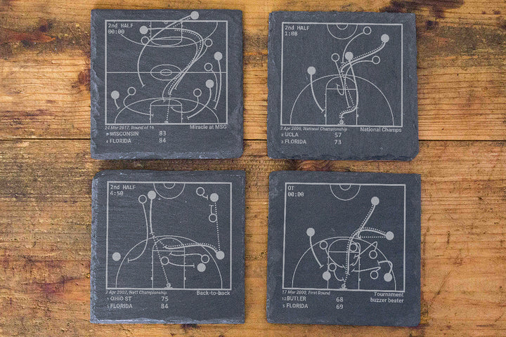 Greatest Florida Basketball Plays: Slate Coasters (Set of 4)
