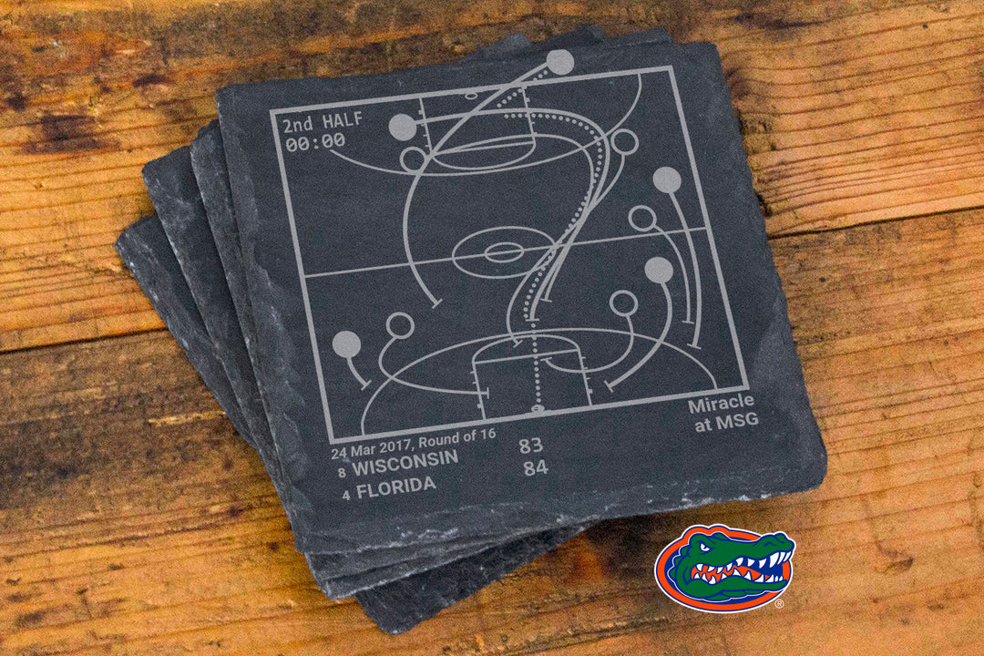 Florida Basketball Greatest Plays: Slate Coasters (Set of 4)