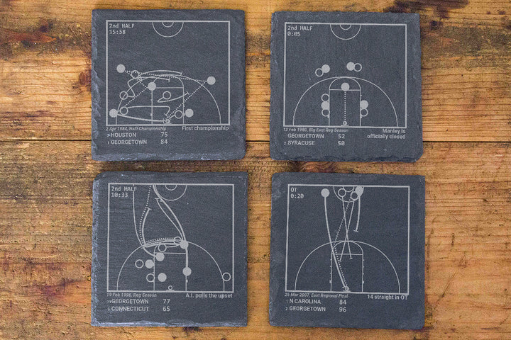 Greatest Georgetown Basketball Plays: Slate Coasters (Set of 4)
