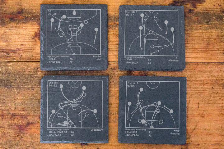 Gonzaga Basketball Greatest Plays: Slate Coasters (Set of 4)