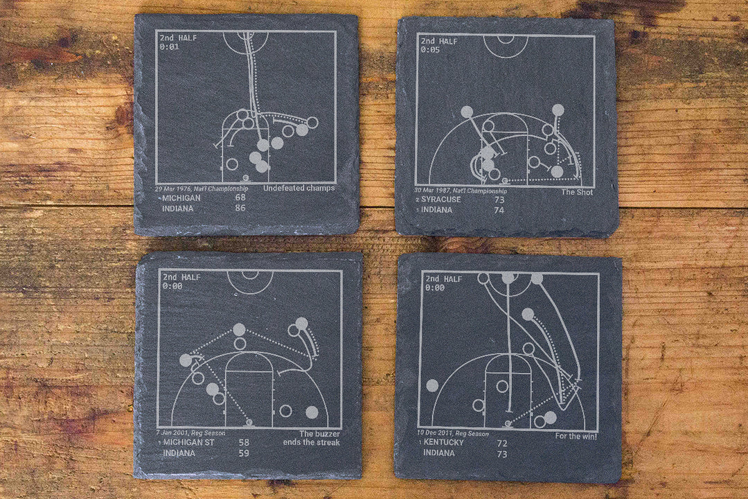 Greatest Indiana Basketball Plays: Slate Coasters (Set of 4)
