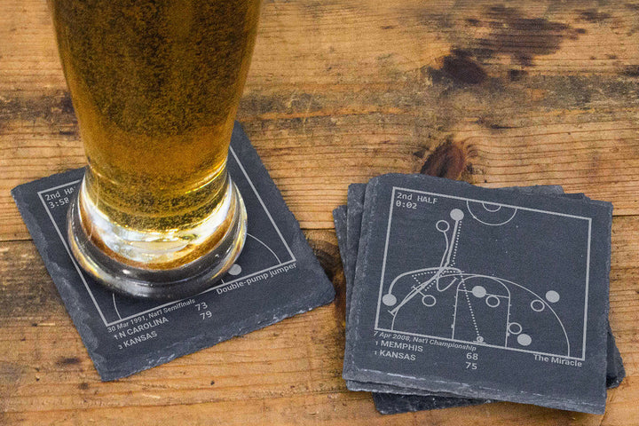 Greatest Kansas Basketball Plays: Slate Coasters (Set of 4)