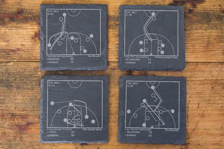 Greatest Kansas Basketball Plays: Slate Coasters (Set of 4)