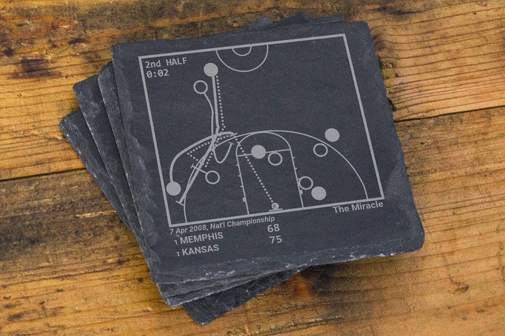 Greatest Kansas Basketball Plays: Slate Coasters (Set of 4)