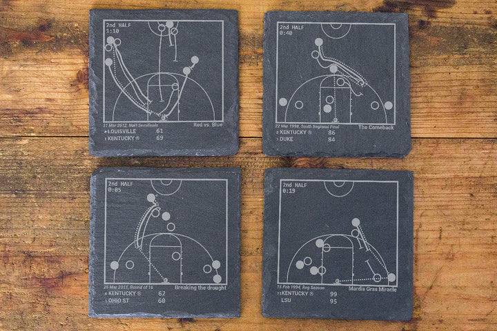 Greatest Kentucky Basketball Plays: Slate Coasters (Set of 4)