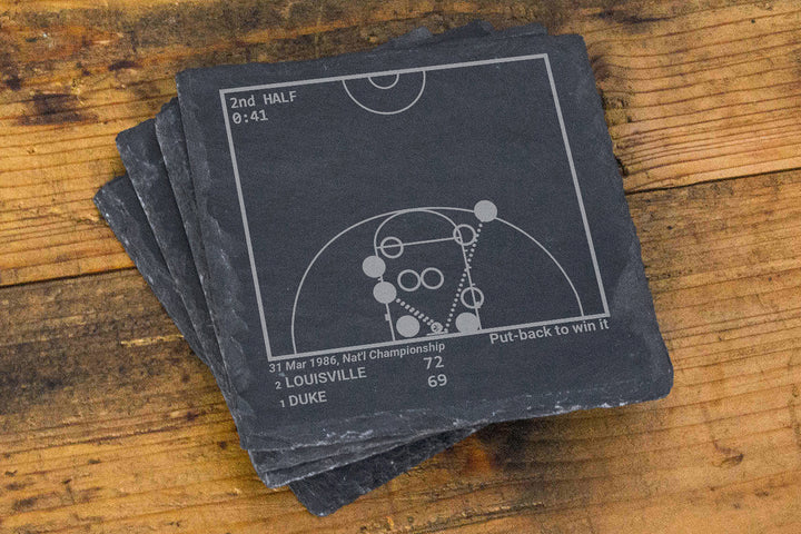 Greatest Louisville Basketball Plays: Slate Coasters (Set of 4)