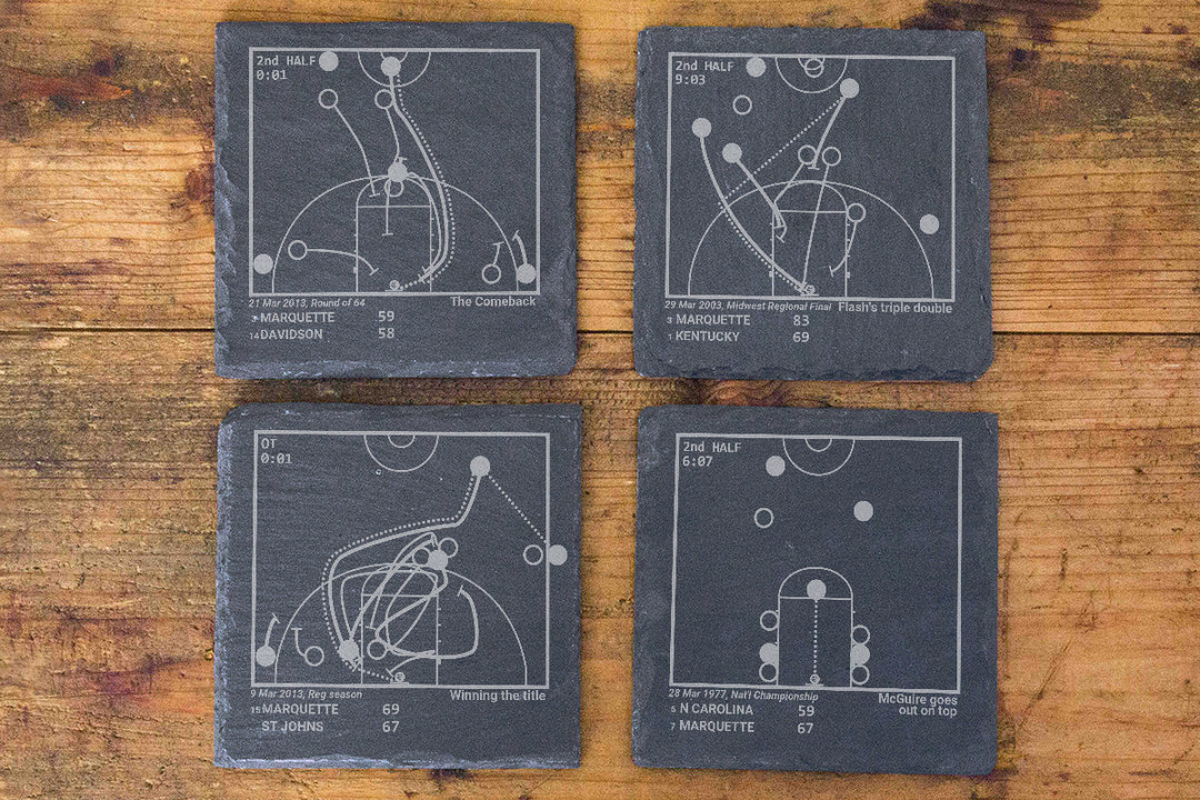 Greatest Marquette Basketball Plays: Slate Coasters (Set of 4)
