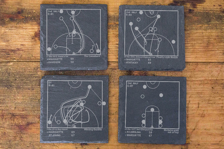 Greatest Marquette Basketball Plays: Slate Coasters (Set of 4)