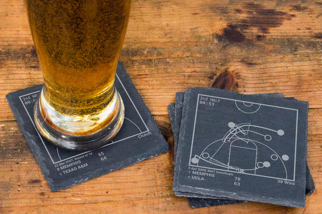 Memphis Basketball Greatest Plays: Slate Coasters (Set of 4)