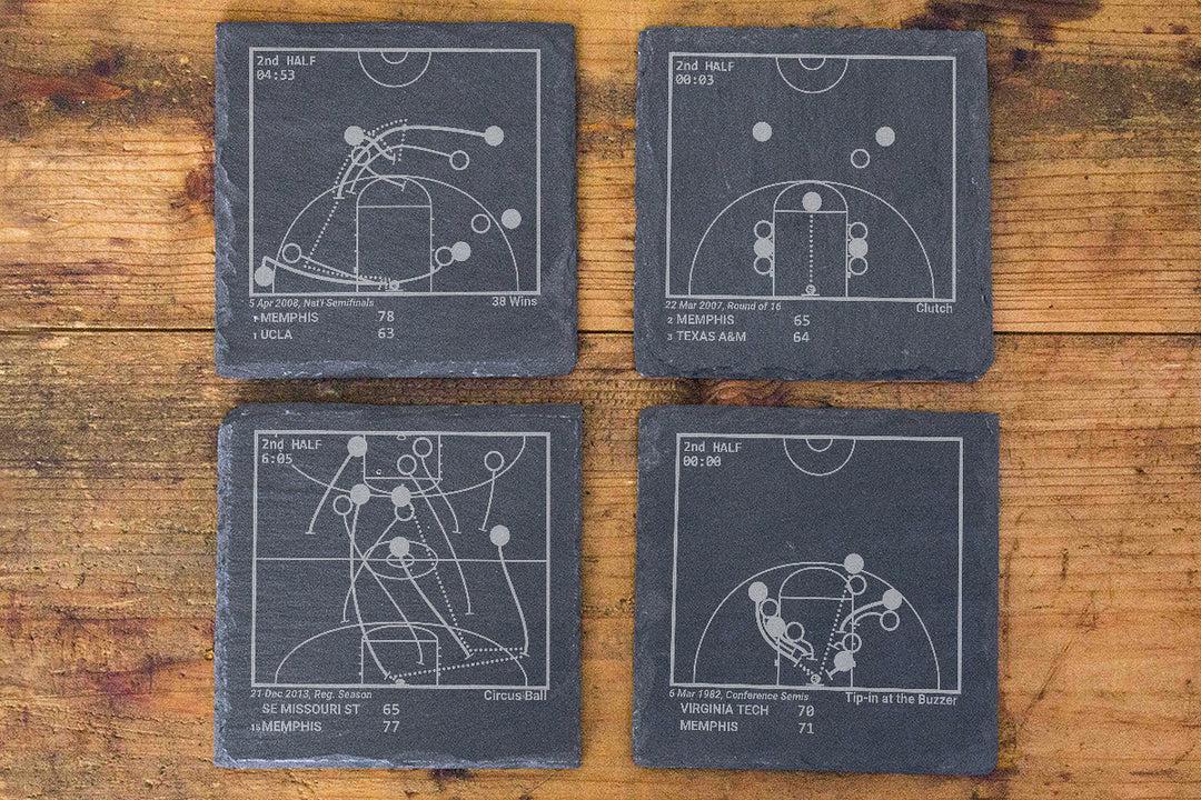 Greatest Memphis Basketball Plays: Slate Coasters (Set of 4)
