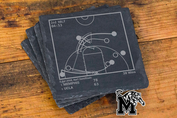 Memphis Basketball Greatest Plays: Slate Coasters (Set of 4)