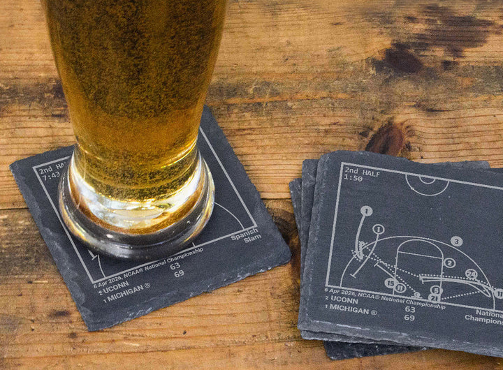 <b>2026 Champions</b> Michigan Basketball Plays: Slate Coasters (Set of 4)