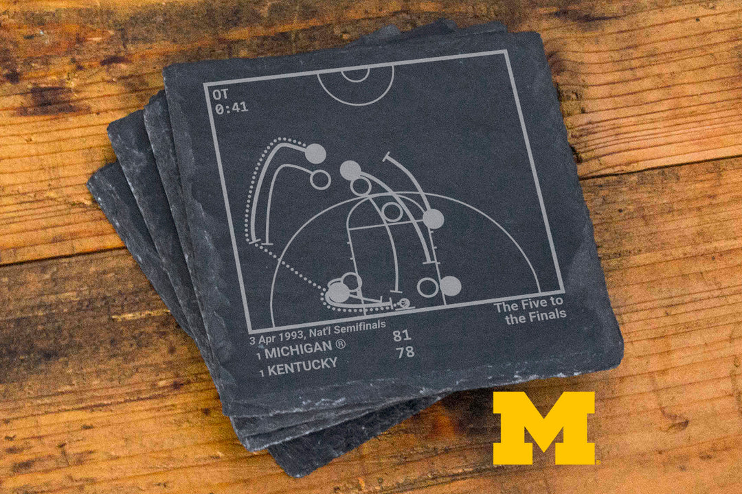 Michigan Basketball Greatest Plays: Slate Coasters (Set of 4)