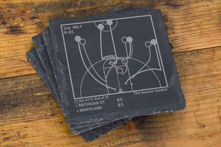 Greatest Michigan State Basketball Plays: Slate Coasters (Set of 4)