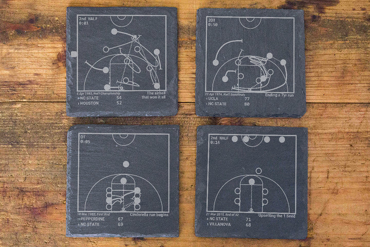 Greatest NC State Basketball Plays: Slate Coasters (Set of 4)
