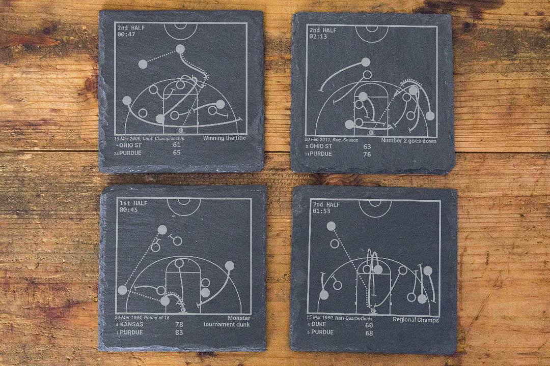 Greatest Purdue Basketball Plays: Slate Coasters (Set of 4)