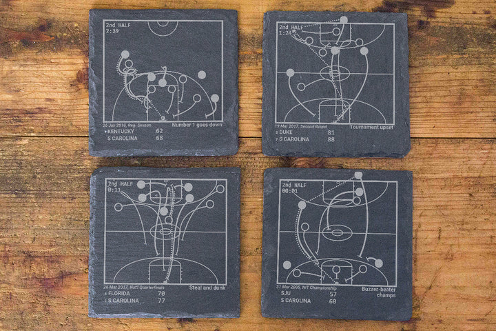 Greatest South Carolina Basketball Plays: Slate Coasters (Set of 4)