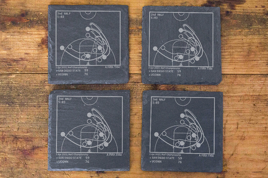 <b>2023 Champions</b> UCONN Basketball Plays: Slate Coasters (Set of 4)