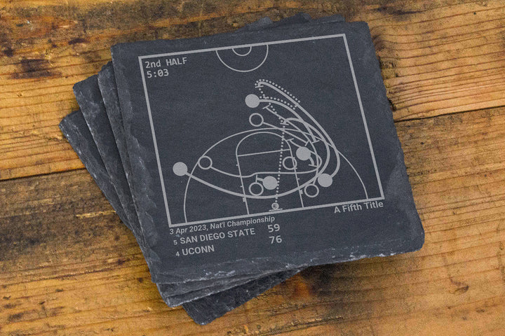 <b>2023 Champions</b> UCONN Basketball Plays: Slate Coasters (Set of 4)