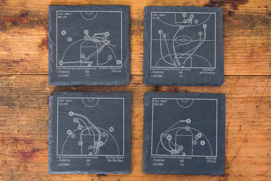 <b>2024 Champions</b> UCONN Basketball Plays: Slate Coasters (Set of 4)