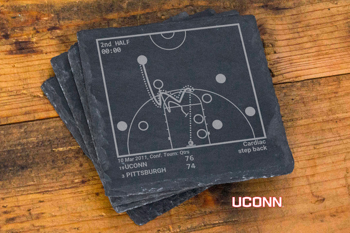 UCONN Basketball Greatest Plays: Slate Coasters (Set of 4)