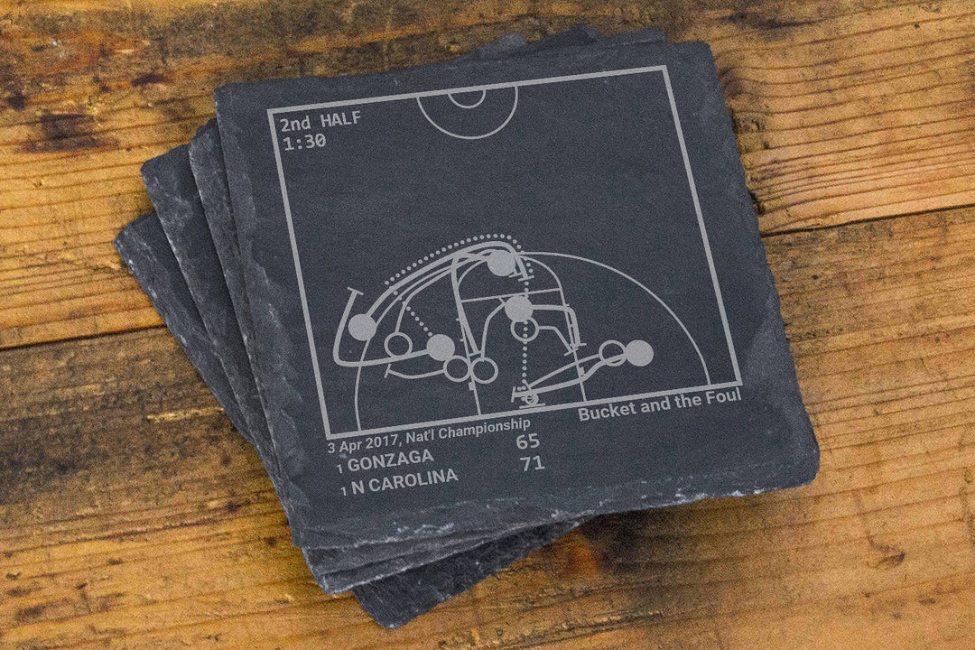 Greatest UNC Basketball Plays: Slate Coasters (Set of 4)