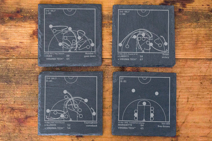 Virginia Tech Basketball Greatest Plays: Slate Coasters (Set of 4)