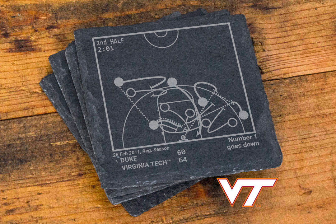 Virginia Tech Basketball Greatest Plays: Slate Coasters (Set of 4)