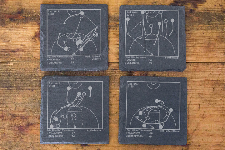 Greatest Villanova Basketball Plays: Slate Coasters (Set of 4)