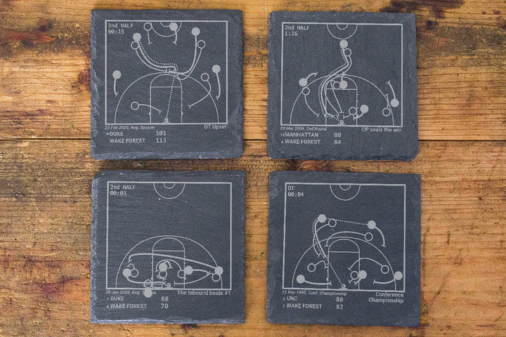 Greatest Wake Forest Basketball Plays: Slate Coasters (Set of 4)