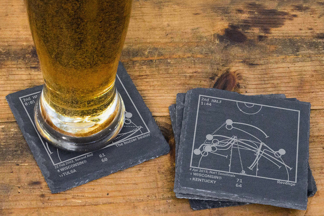 Greatest Wisconsin Basketball Plays: Slate Coasters (Set of 4)