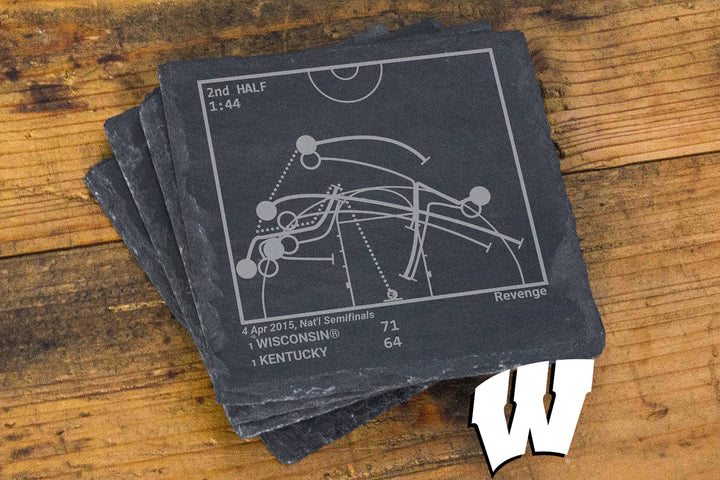 Greatest Wisconsin Basketball Plays: Slate Coasters (Set of 4)