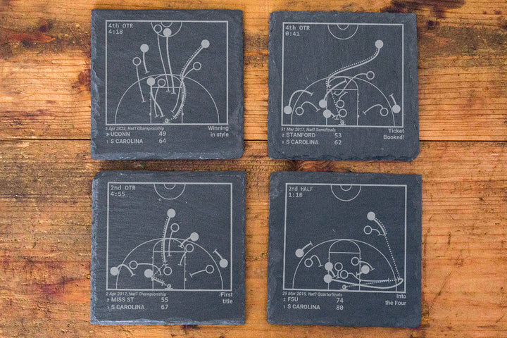 South Carolina Basketball Women's Greatest Plays: Slate Coasters (Set of 4)