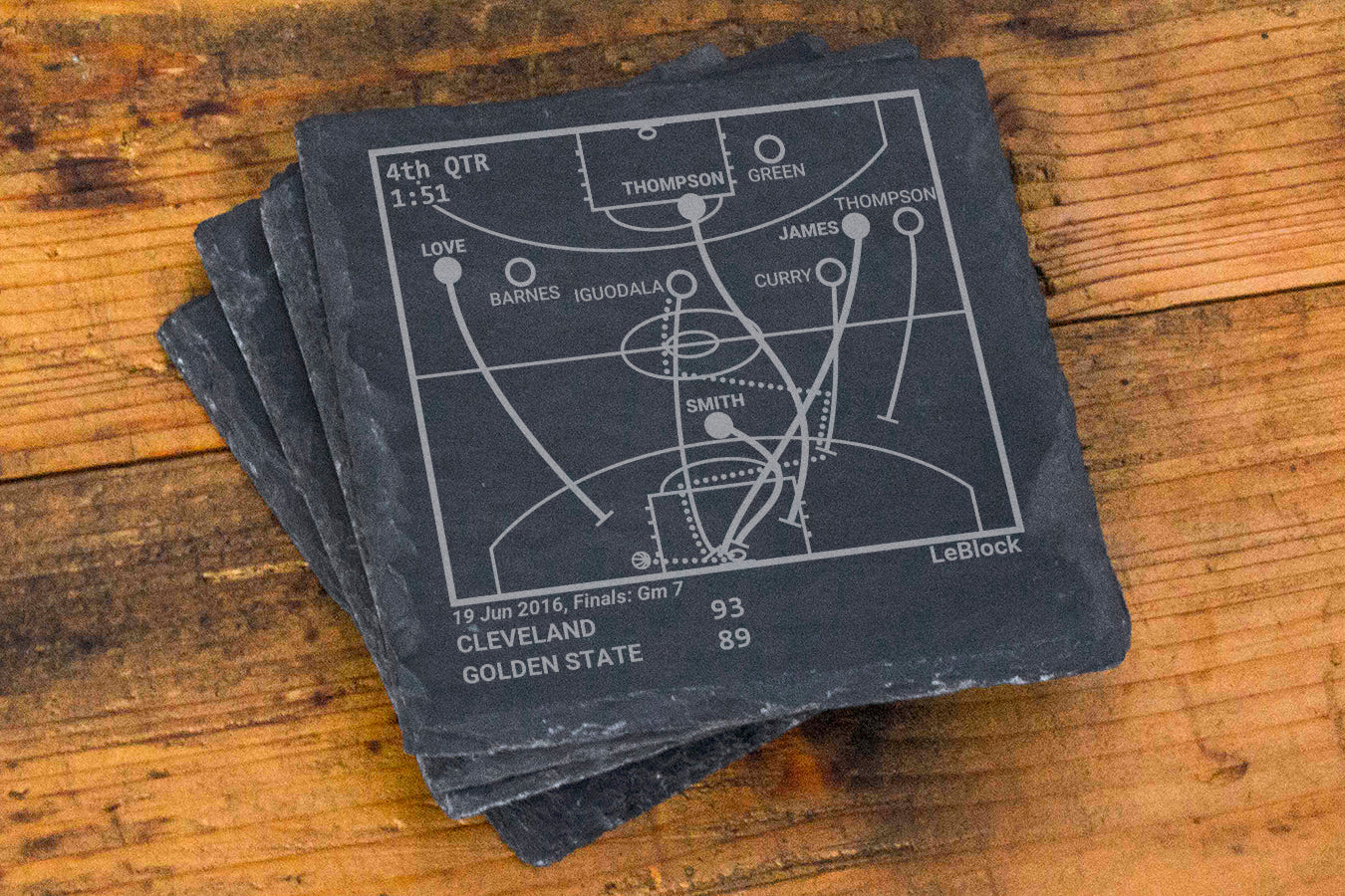 LBJ Champions Cavaliers Plays: Slate Coasters (Set of 4) – Playbook