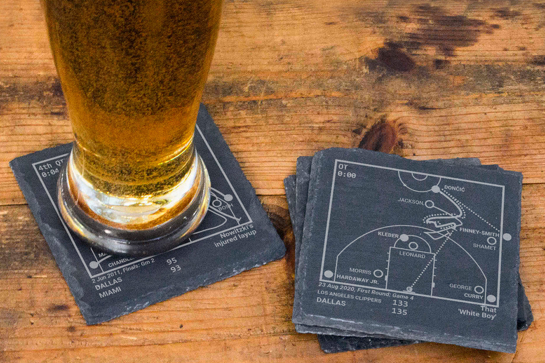 Dallas Mavericks Greatest Plays: Slate Coasters (Set of 4)