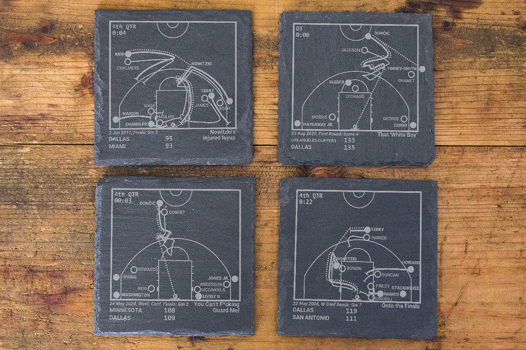 Dallas Mavericks Greatest Plays: Slate Coasters (Set of 4)