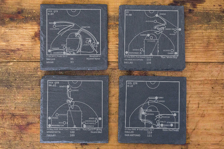 Dallas Mavericks Greatest Plays: Slate Coasters (Set of 4)