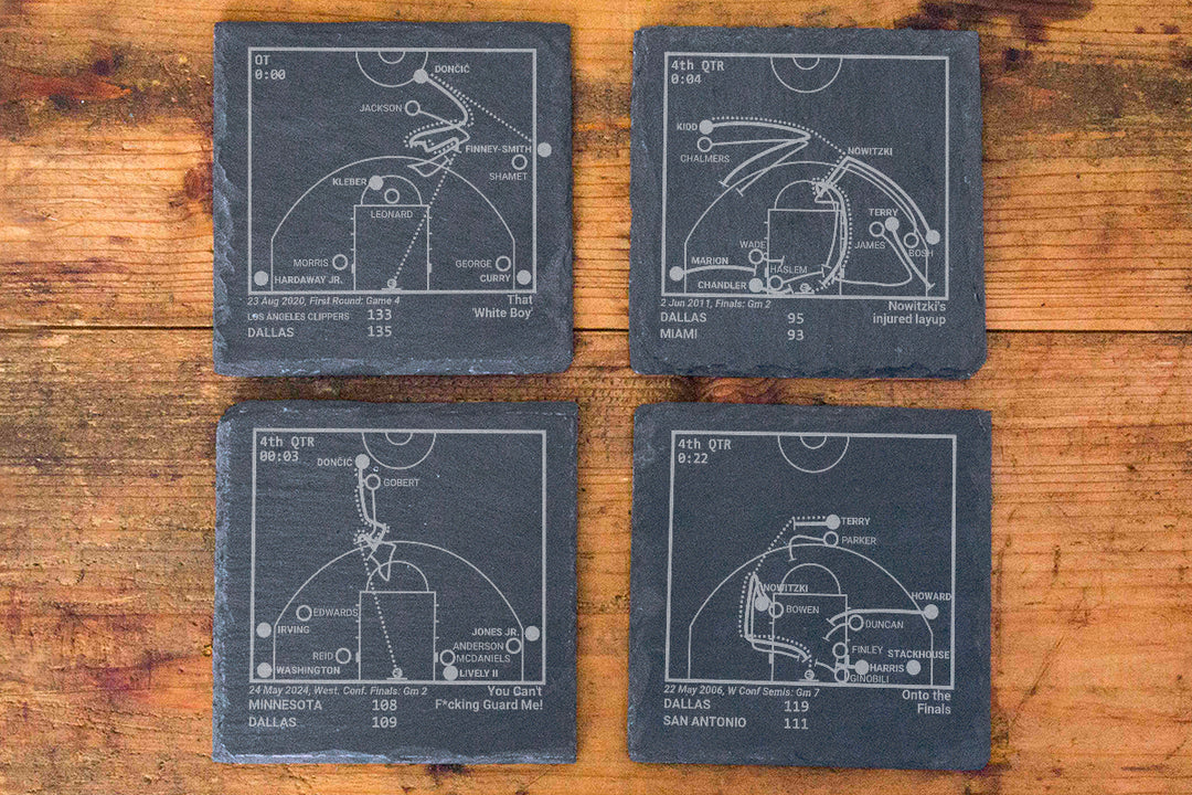 Dallas Mavericks Greatest Plays: Slate Coasters (Set of 4)