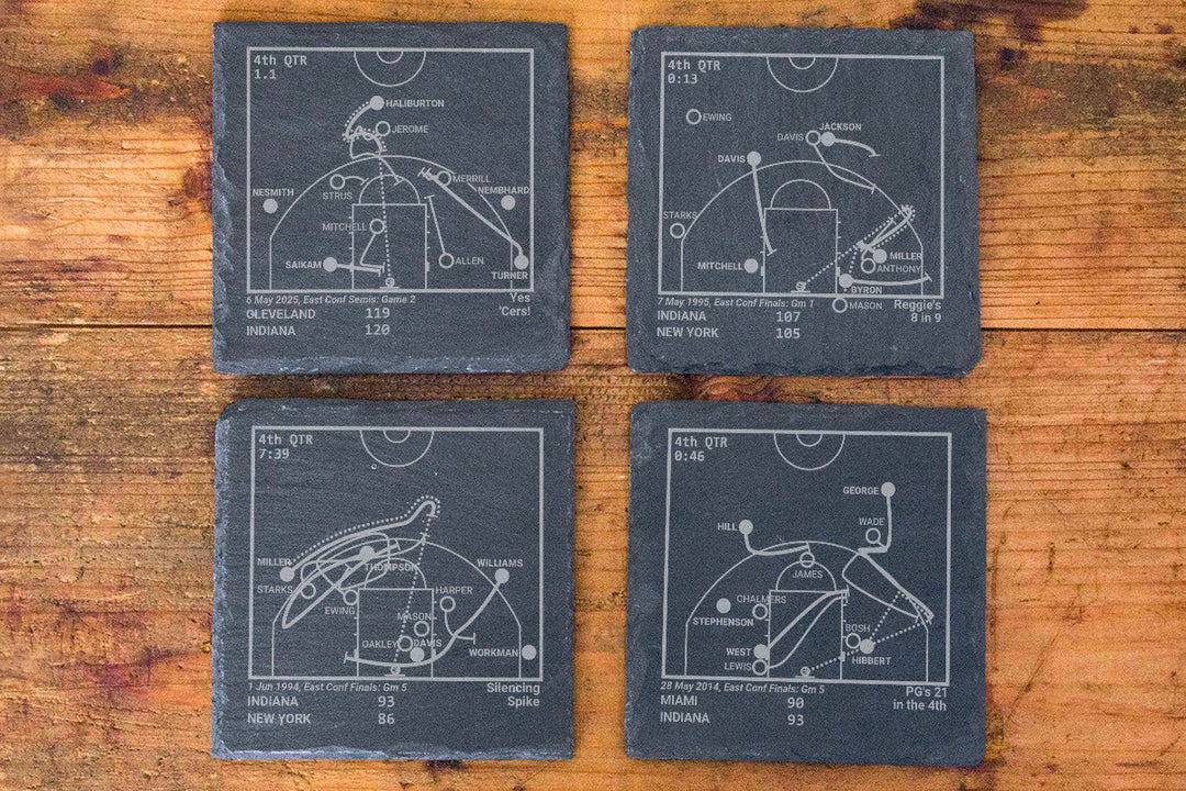 Indiana Pacers Greatest Plays: Slate Coasters (Set of 4)