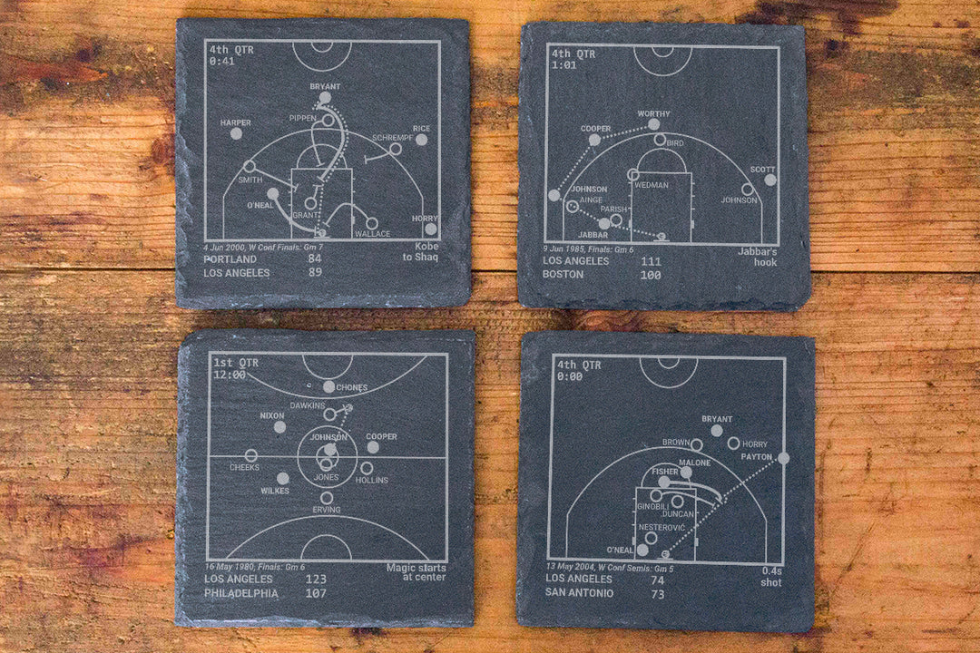 Los Angeles Lakers Greatest Plays: Slate Coasters (Set of 4)