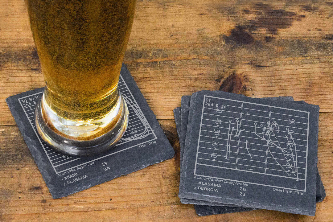 Greatest Alabama Football Plays: Slate Coasters (Set of 4)