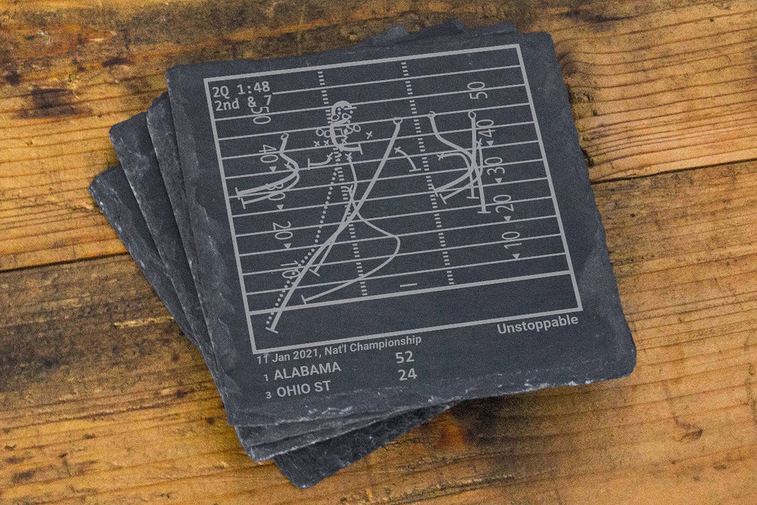 Greatest Alabama Saban Era Football Plays: Slate Coasters (Set of 4)