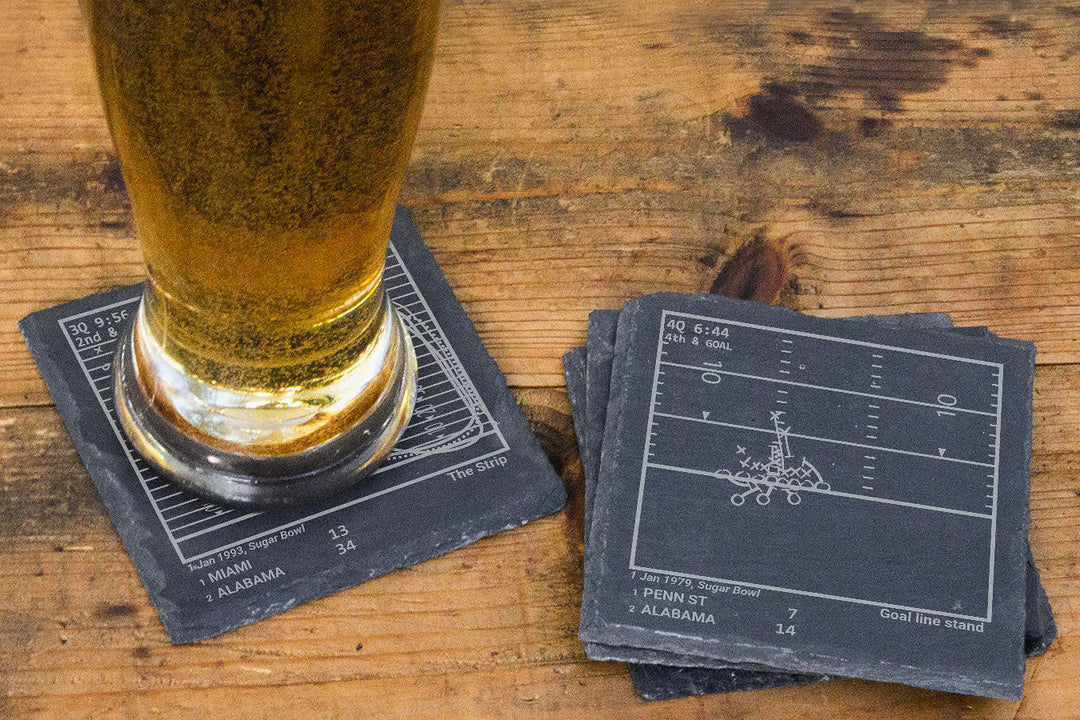 Greatest Alabama Football Vintage Plays: Slate Coasters (Set of 4)