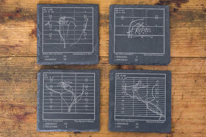 Greatest Arkansas Football Plays: Slate Coasters (Set of 4)