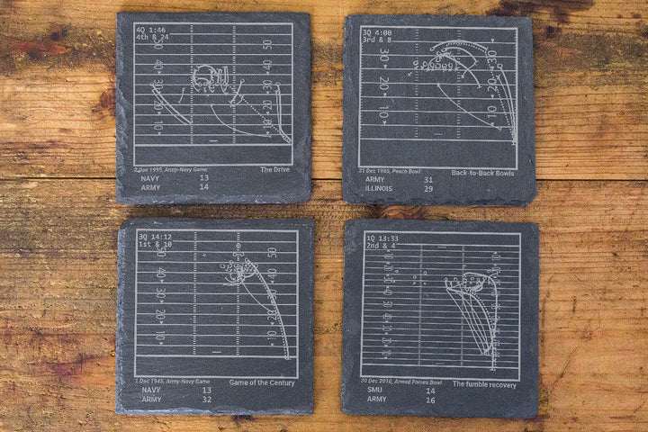 Greatest Army Football Plays: Slate Coasters (Set of 4)