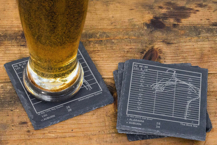 Greatest Auburn Football Plays: Slate Coasters (Set of 4)