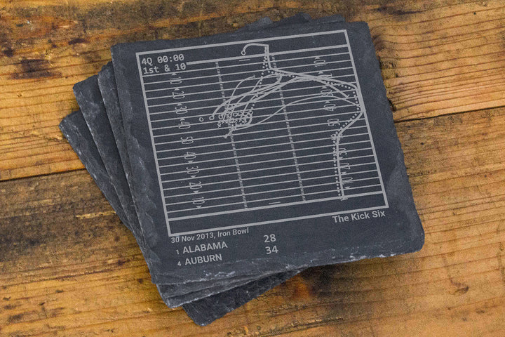 Greatest Auburn Football Plays: Slate Coasters (Set of 4)