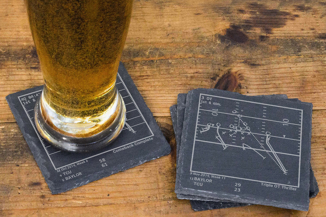 Greatest Baylor Football Plays: Slate Coasters (Set of 4)
