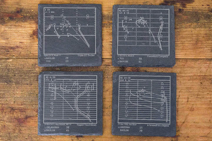 Greatest Baylor Football Plays: Slate Coasters (Set of 4)