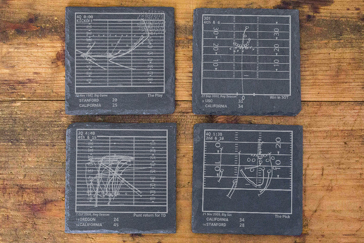 Greatest California Football Plays: Slate Coasters (Set of 4)